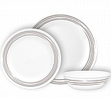 סט צלחות קורנינג 18 חלקים, Brushed Silver סט צלחות קורנינג 18 חלקים, Brushed Silver